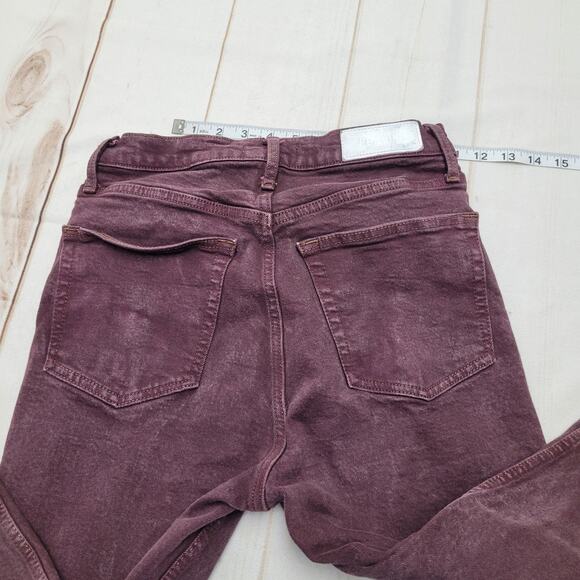 Re/done 70s ultra high rise stove pipe jeans straight button fly washed plum - Picture 11 of 11